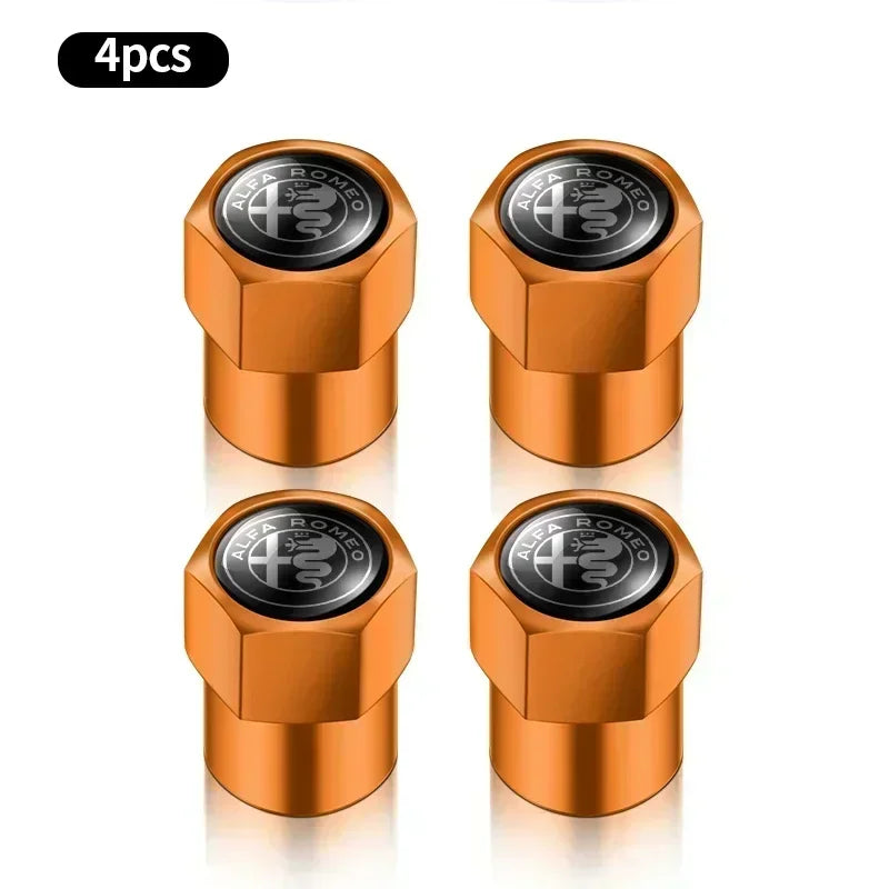 4Pcs Metal Car Wheel Tire Air Valve Caps Stem Covers For Alfa Romeo Mito Brera 147 Giulietta 159 156 Stelvio Sportiva Giulia