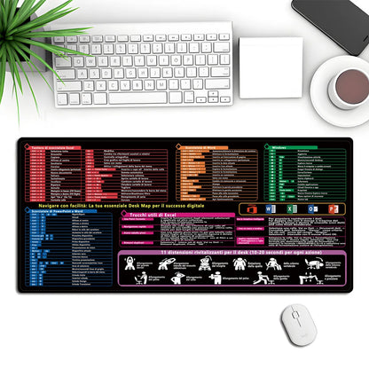 Italian Version Excel/Word/Windows/PPT Cheat Sheet Mouse pad, Computer Keyboard Pad for Office Workers Students Office Desk Mat