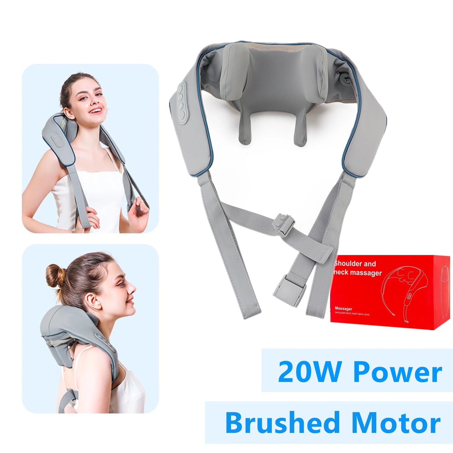 Foreverlily 26W Brushless Motor Neck and Shoulder Massager, Wireless Shoulder and Back Kneading Massage Shawl, Neck Masajeador