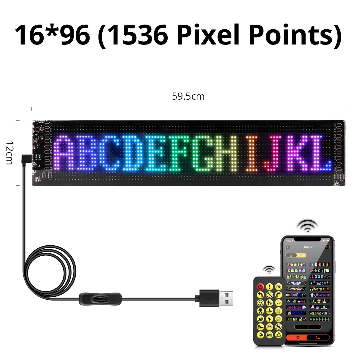 Car Decor Advertising Logo Lights Outdoor LED Matrix Pixel Scrolling Screen DIY Customize Patterns, Animations, Text Warning Light