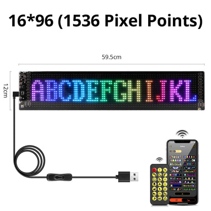Car Decor Advertising Logo Lights Outdoor LED Matrix Pixel Scrolling Screen DIY Customize Patterns, Animations, Text Warning Light