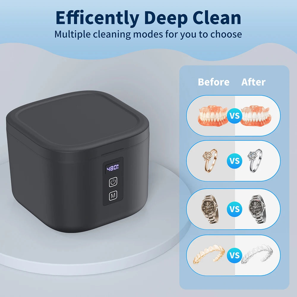 KUNPHY Dental Ultrasonic Retainer Cleaner Machine with UV Light Digital Timer for Denture Mouth Guard Aligner Night Guard 300ML