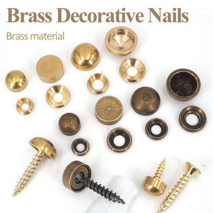 8Sets, Brass Decorative Nail, Mirror Advertising Board Cap Cover Self-tapping Screw, 9mm/12mm/13mm/15mm