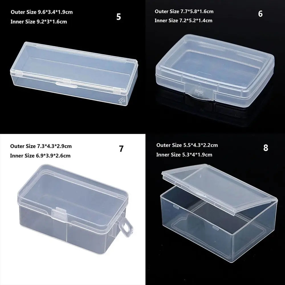 Various Shapes Plastic Transparent Storage Box, Small Items Sundries Organizer Case, Jewelry Earrings Rings Beads Container Tools