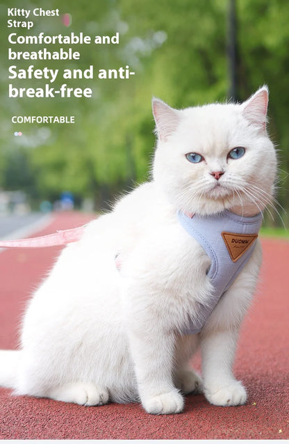 Escape Proof Cat Harness with Leash, Adjustable Soft Vest, Pet Walking Set for Outdoor, Kitty Safety No Pull Comfort Design