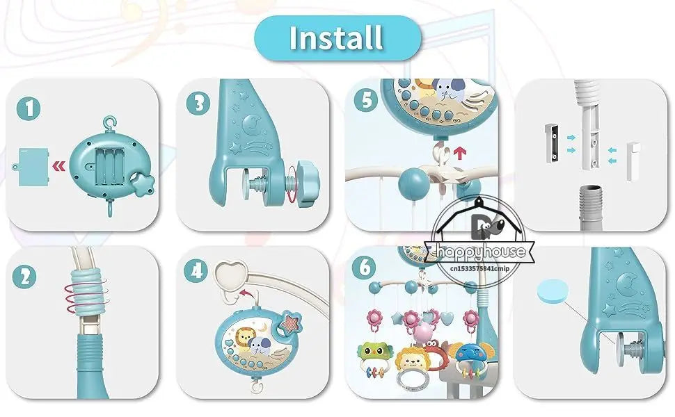Baby Crib Mobile with Lights Music Projection for Infants 0-6 Months Remote Control Crib Toys for Newborn Baby Mobile for Crib