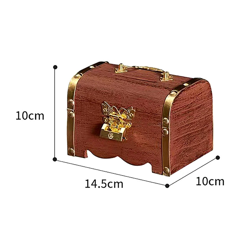 Classic Treasure Chest Savings Box with Secure Lock for Home Ornamentation