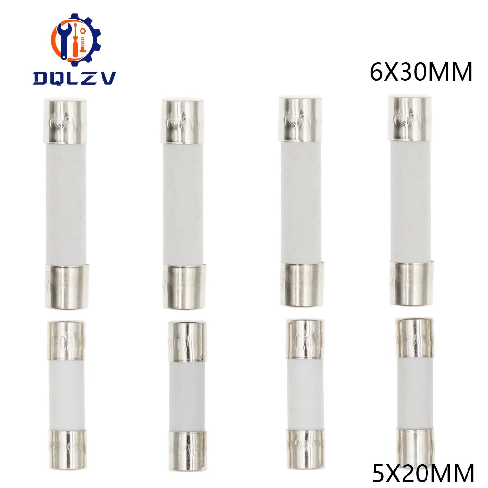 Car Fuse Pipe 5X20MM 6X30MM Fast Blow Ceramic Fuse 250V 0.5A 1A 2A 3A 4A 5A 6A 6.3A 8A 10A 15A 20A 25A 30A AMP Fuse Ceramic Fuse