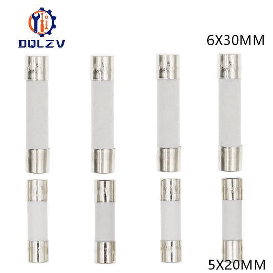 Car Fuse Pipe 5X20MM 6X30MM Fast Blow Ceramic Fuse 250V 0.5A 1A 2A 3A 4A 5A 6A 6.3A 8A 10A 15A 20A 25A 30A AMP Fuse Ceramic Fuse
