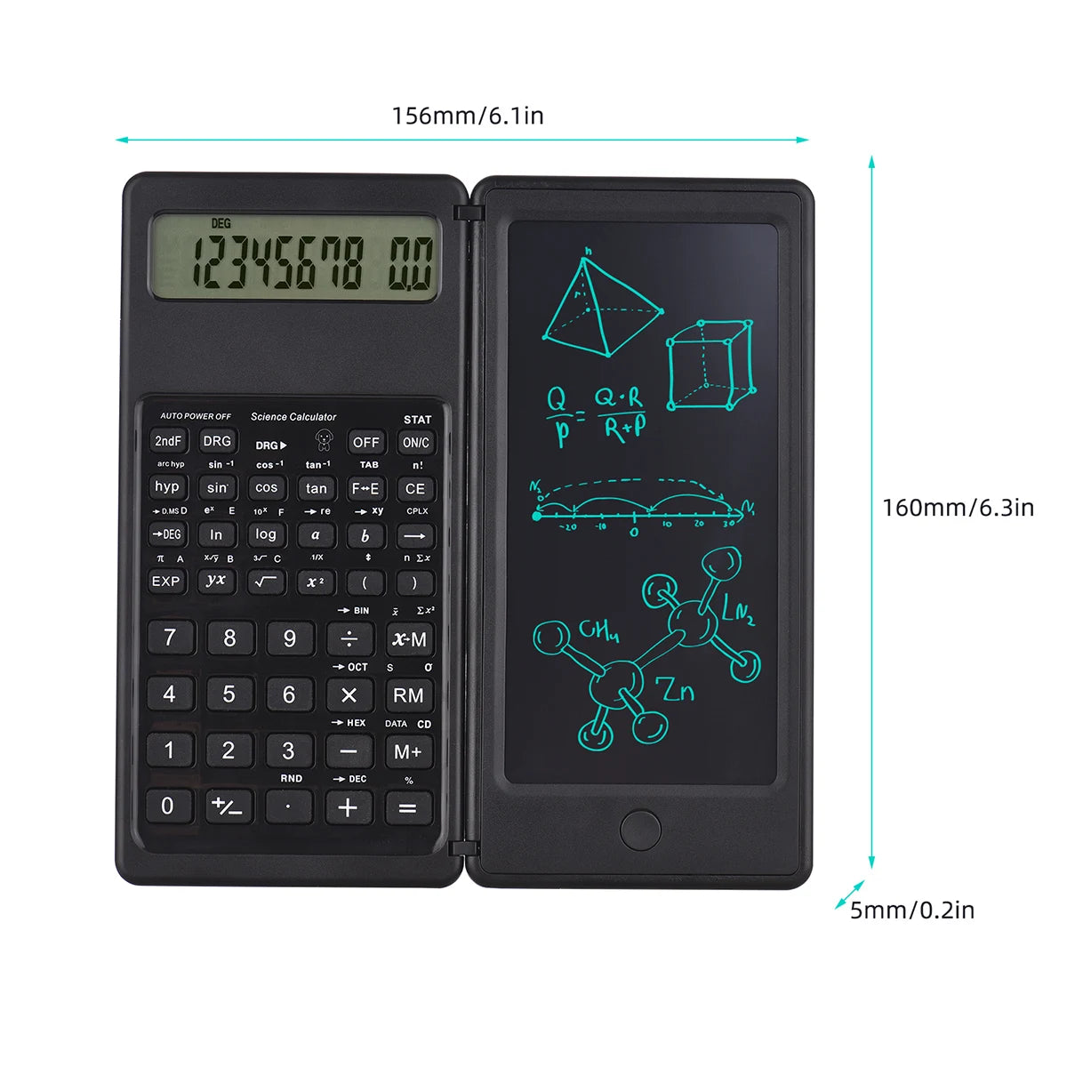 Foldable Scientific Calculator 10-Digit Digital Large Display with an Erasable Writing Tablet Digital Drawing Pad Math Calculator