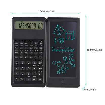 Foldable Scientific Calculator 10-Digit Digital Large Display with an Erasable Writing Tablet Digital Drawing Pad Math Calculator