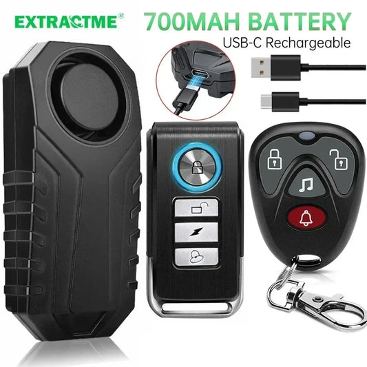 Extractme Motorcycle Burglar Alarm with Remote Control 113dB Wireless Waterproof Car Electric Bicycle Security Anti-Lost Alarm