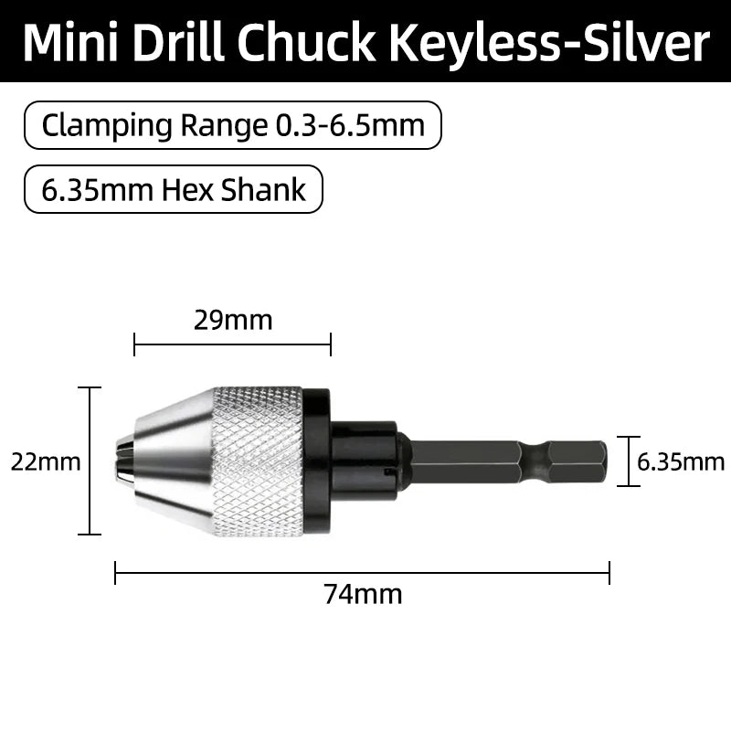 1Pc 1.5-10mm OR 0.8-10mm 1/4" Hex Shank Drill Chuck Keyless Drilling Quick Change Bit Adapter Converter Woodworking Power Tool
