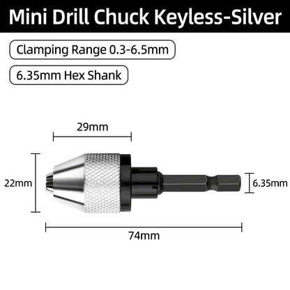 1Pc 1.5-10mm OR 0.8-10mm 1/4" Hex Shank Drill Chuck Keyless Drilling Quick Change Bit Adapter Converter Woodworking Power Tool