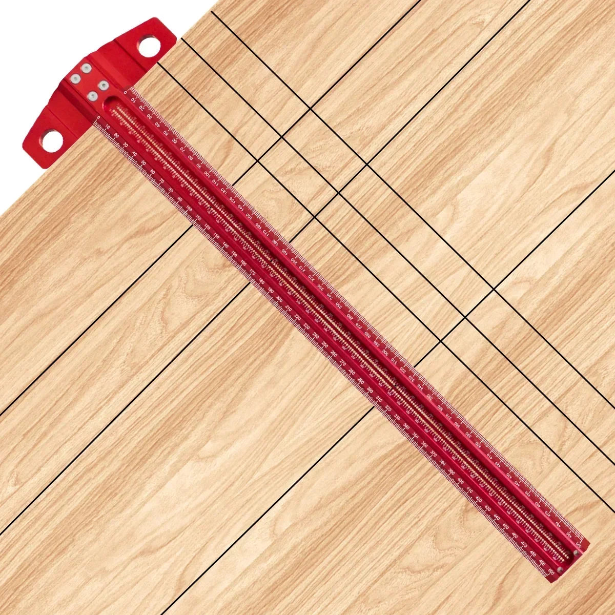 Precision Marking T-Ruler Aluminum Alloy Woodworking Scribe Marking Gauge Deluxe Crossed-out Hole Scribing Ruler Measuring Tools