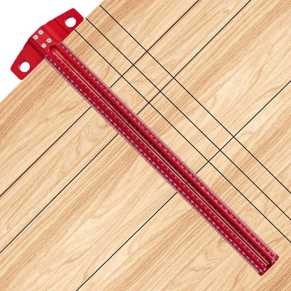 Precision Marking T-Ruler Aluminum Alloy Woodworking Scribe Marking Gauge Deluxe Crossed-out Hole Scribing Ruler Measuring Tools