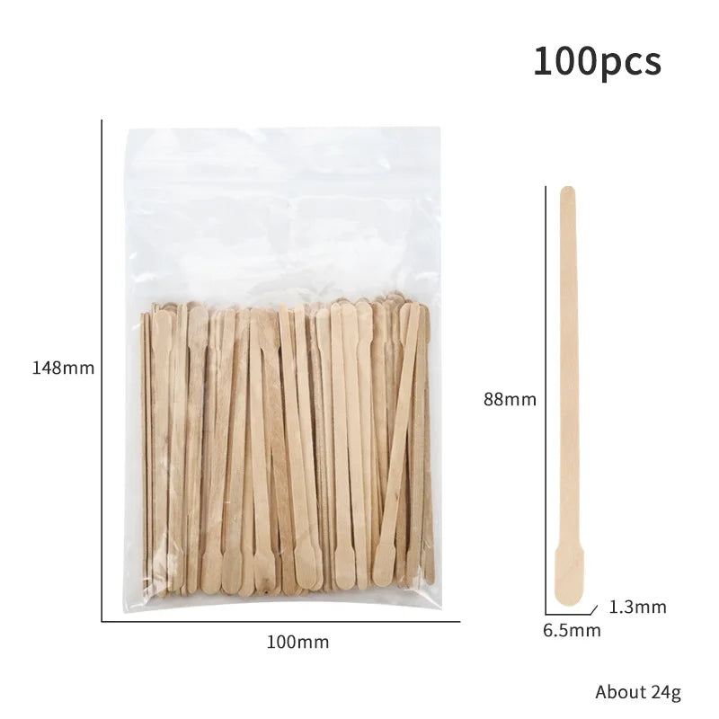 100pcs Disposable Waxing Wooden Tongue Depressor Body Hair Removal Stick Tongue Depressor