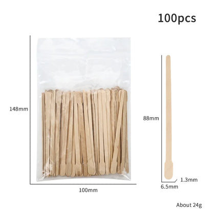 100pcs Disposable Waxing Wooden Tongue Depressor Body Hair Removal Stick Tongue Depressor