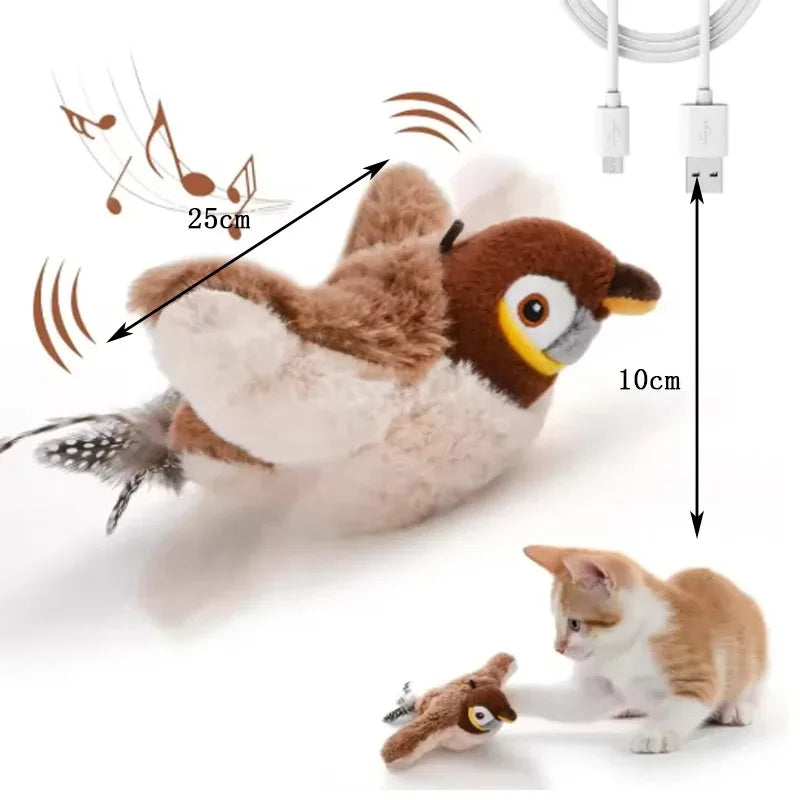 Pet Toy Cat Plush Toy Emulates the Sound Bird to Amuse the Cat Elastic Rope to Relieve Boredom and Resist Scratching and Biting