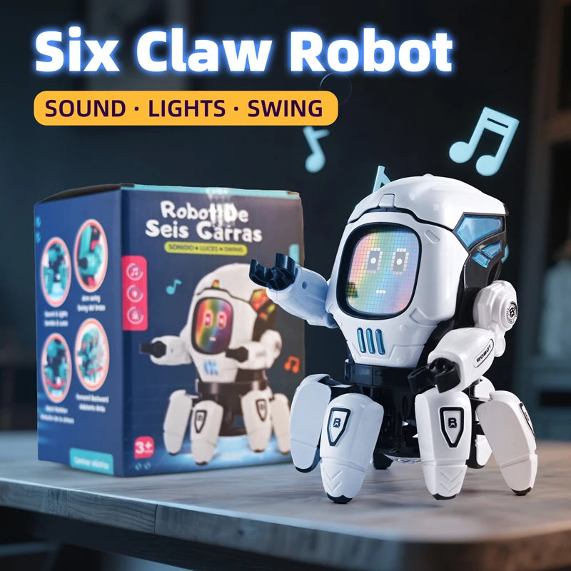 Dance Music 6 Claws Robot Octopus Spider Robots Vehicle Birthday Gift Toys for Children Kids Early Education Baby Toy Boys Girls