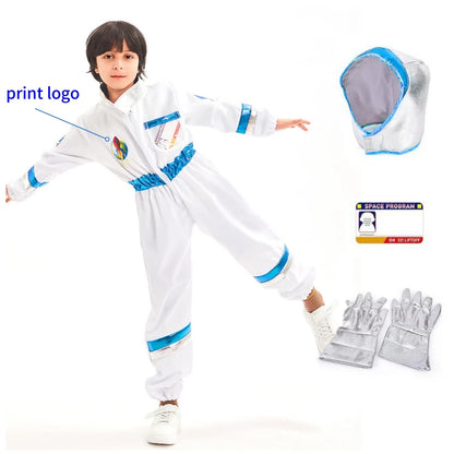 Disfraz de Halloween Astronauta para Niños y Niñas, Traje de Cosplay de Astronauta de Dibujos Animados, Mono de Fiesta Espacial, Traje de Spaceman Blanco, Bodysuit de Disfraz de Astronauta