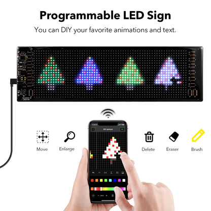 Car Decor Advertising Logo Lights Outdoor LED Matrix Pixel Scrolling Screen DIY Customize Patterns, Animations, Text Warning Light