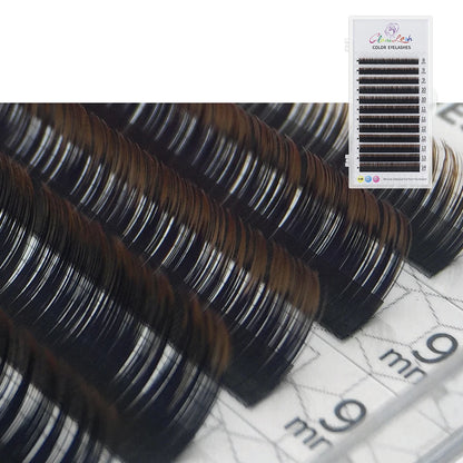GLAMLASH Colored Lashes Lake Blue/Lavender/Cinnamon/Dark Green/Matcha Grey Individual Natural False Colorful Eyelash Extension