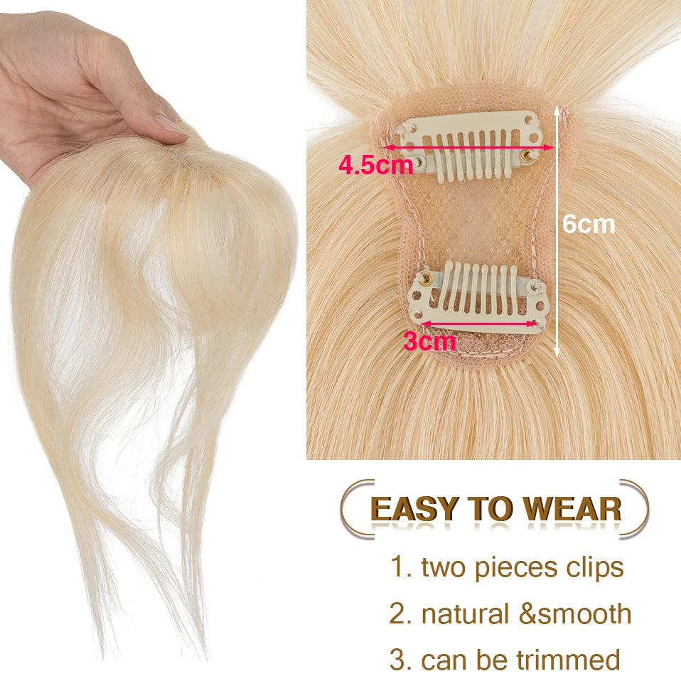 Clips in Bangs Real Human Hair 3D 360° Cover Air Bangs Lightweight Hairpieces for Women Seamless Blend for Instant Volume on Top