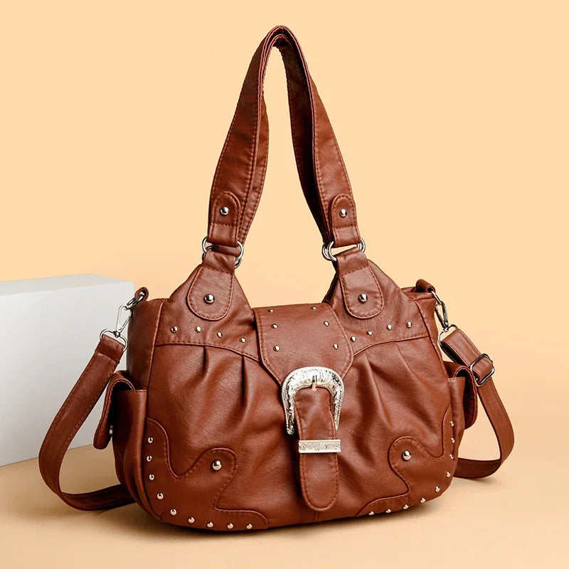 Luxury Designer Handbag Women High capacity Vintage Soft Leather Ladies Casual Large Capacity Shoulder Crossbody Bag Travel Sac