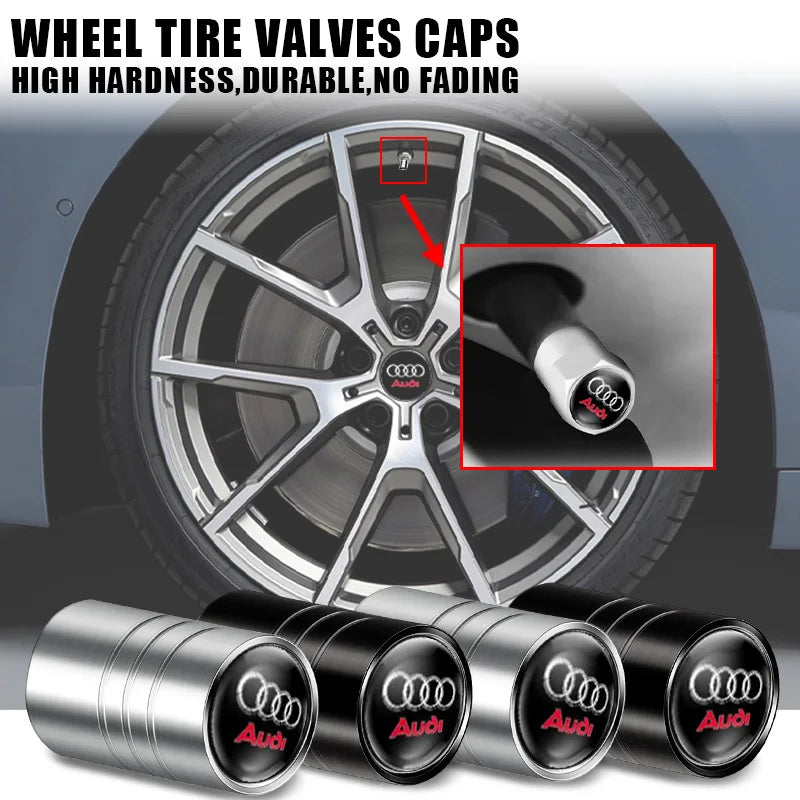 4 unids tapa de válvula de coche, tapas de válvula de rueda, cubierta antipolvo, accesorios de neumático para Audi S line Sports A1 A3 A4 A5 A6 A7 A8 Q2 Q3 Q5 Q7 TT S5 S3 S4