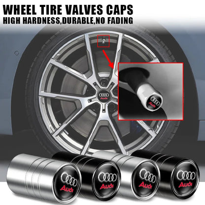 4 unids tapa de válvula de coche, tapas de válvula de rueda, cubierta antipolvo, accesorios de neumático para Audi S line Sports A1 A3 A4 A5 A6 A7 A8 Q2 Q3 Q5 Q7 TT S5 S3 S4