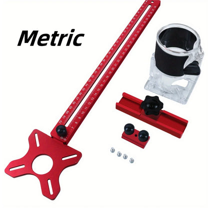 MM/Inch Multifunctional Cabinet Hardware Jig and Router Guide, 4 in 1 Router Milling Groove Bracket, Router Circle Cutting Jig