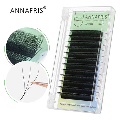GLAMLASH Colored Lashes Lake Blue/Lavender/Cinnamon/Dark Green/Matcha Grey Individual Natural False Colorful Eyelash Extension