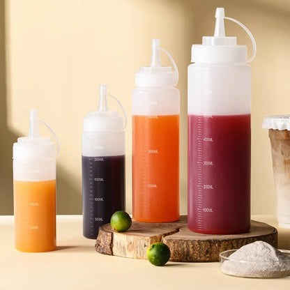 Squeeze Condiment Bottles with On Cap Squeeze Sauce Bottles Olive Oil Bottles Ketchup Mustard Dispensers Kitchen Accessories