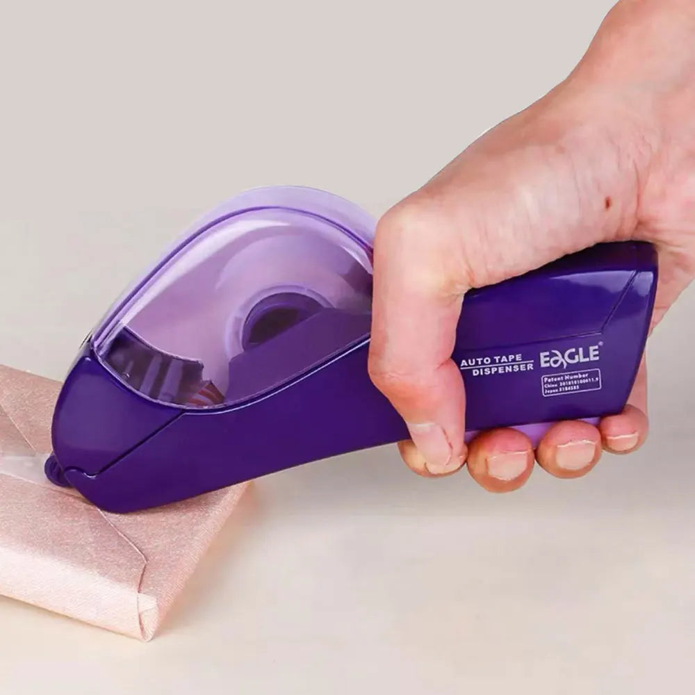 Dispensador automático de cinta de 1 unidad, diseño de una sola mano, viene con 1 rollo de cinta de 0,75 pulgadas para envolver cajas de regalo navideñas.