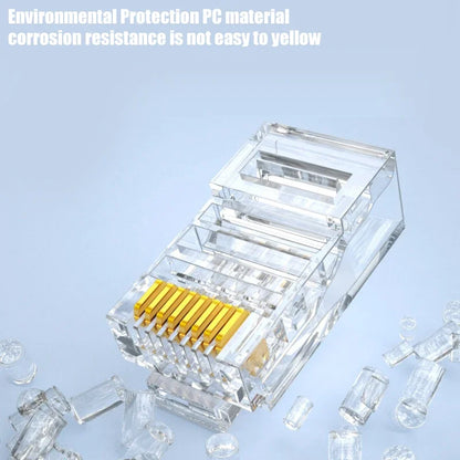 1-50Pcs, RJ45 CAT6 CAT5e Pass Through Connectors, Crystal End Gold-Plated 8P8C Crimp UTP Standard Ethernet Network Modular Plug