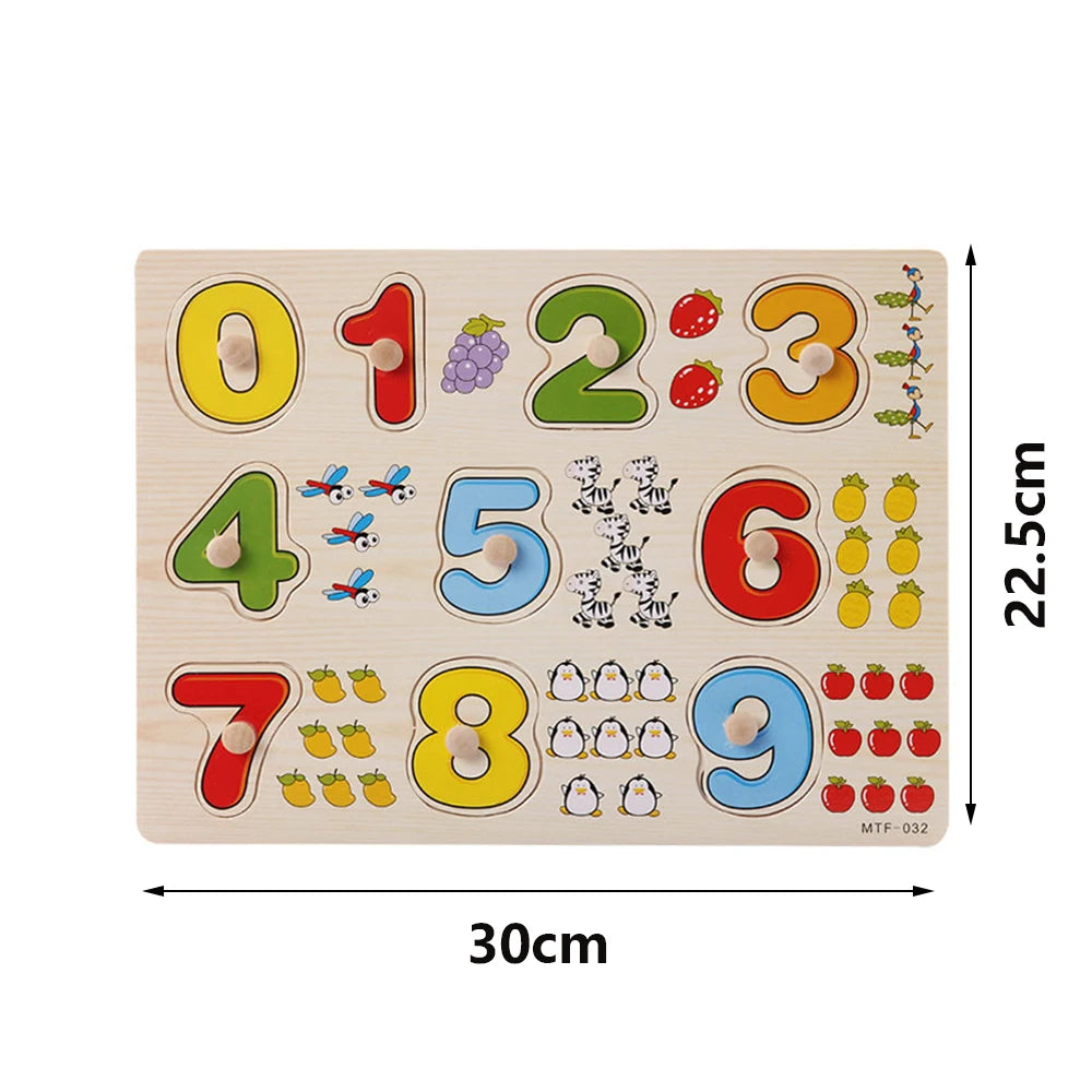 Juguetes Montessori de madera para niños de 1, 2 y 3 años, juegos de combinación de formas de números y alfabetos, juguetes educativos tempranos para niños.