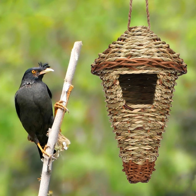 17 Styles Birds Nest Bird Cage Natural Grass Egg Cage Bird House Outdoor Decorative Woven Hanging Parrot Nest Houses Pet Bedroom