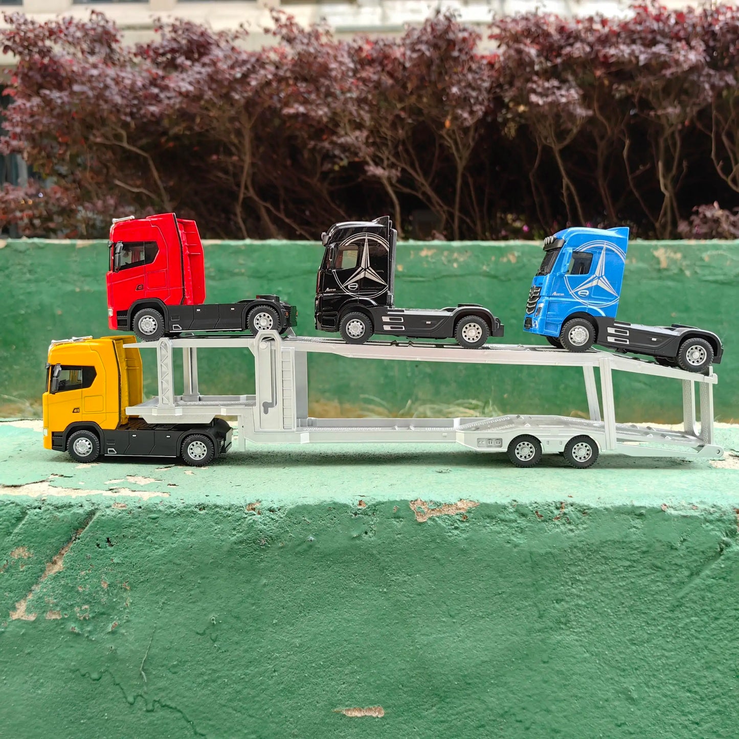 1:50 Alloy Diecast Large Truck Model Car Toy Simulation Container Toy Sound and Light Pull BackTransport Vehicle Model Kid Gifts
