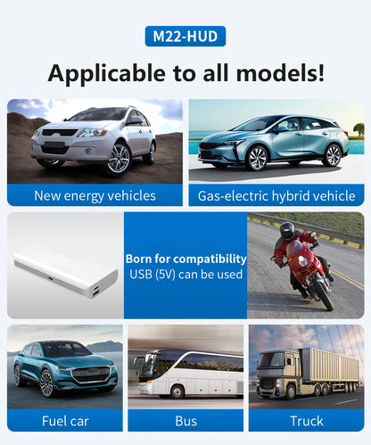 Car HUD, Head Up Display, Universal Digital GPS Speedometer, HD LCD Projection On Glass Windshield Projector for All Cars, M22