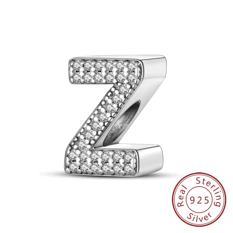 925 Sterling Silver 26 Letters Charms A-Z Alphabet Beads Fit Original Bracelet for Women Girl DIY Fine Jewelry Gift