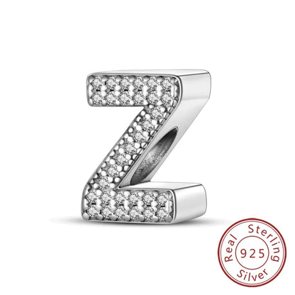 925 Sterling Silver 26 Letters Charms A-Z Alphabet Beads Fit Original Bracelet for Women Girl DIY Fine Jewelry Gift