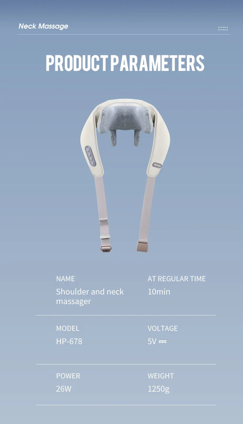 Foreverlily 26W Brushless Motor Neck and Shoulder Massager, Wireless Shoulder and Back Kneading Massage Shawl, Neck Masajeador