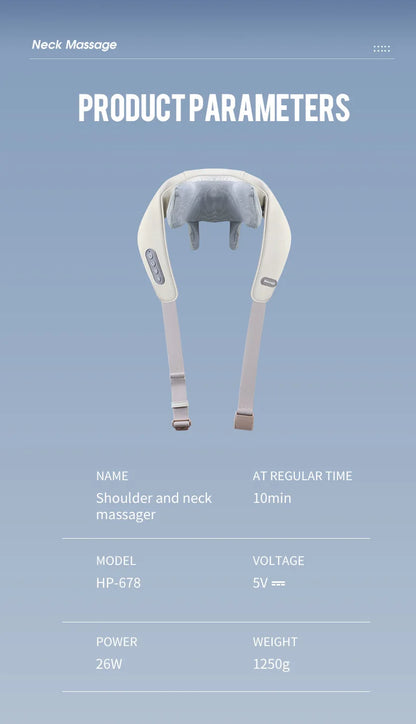 Foreverlily 26W Brushless Motor Neck and Shoulder Massager, Wireless Shoulder and Back Kneading Massage Shawl, Neck Masajeador