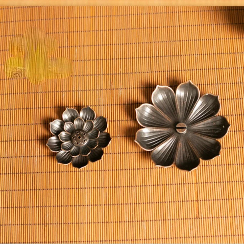 2 in 1 Alloy Incense Burner, Metal sandalwood Incense Sticks Holder, Buddhism Zen Lotus Sticks Incense Censer, Nasturtium Ashtray