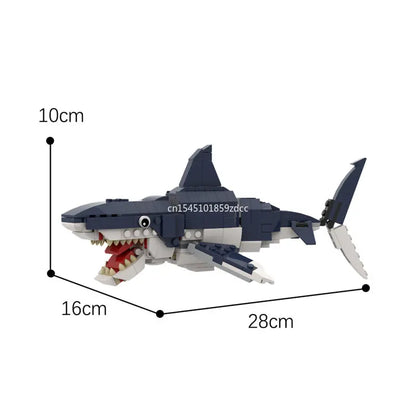 MOC Marine Animals Shark Whale Megalodon Building Blocks Set Deep Sea Rescue Fish Bricks Educational Assembly Model Toys Gifts