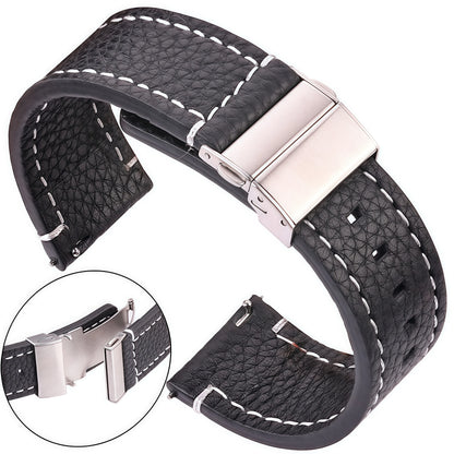 Soft Genuine Leather Smart Watch Band, 18 20 22 24mm, Women Men, Cowhide Strap, Quick Release Watchband