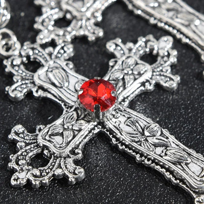 Y2K Gothic Punk Crystal Cross Pendant Necklace for Women Men, Clavicle Chain Lolita Choker Necklaces, Jewelry Gorgeous Party Gifts