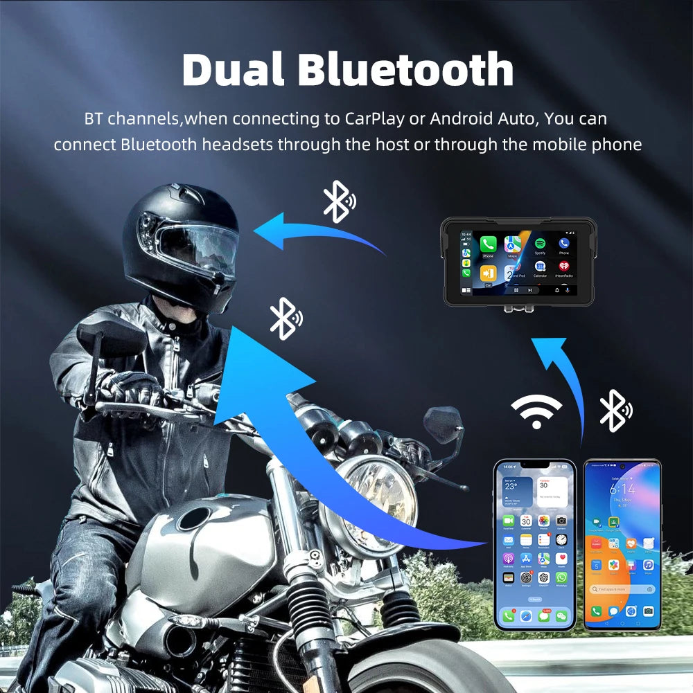 EKIY 5.0 inch Wireless CarPlay Moto Android Auto Portable Digital Motorcycle Dashboard GPS Motorcycle Navigation Display Screen