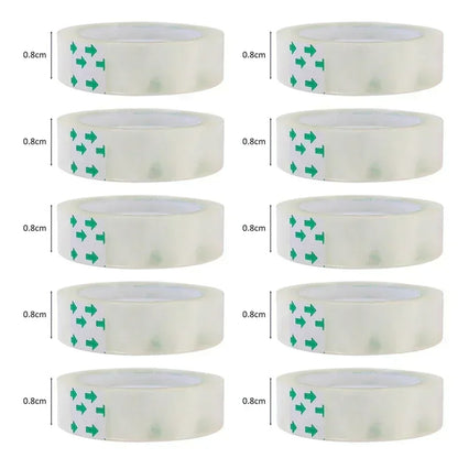 10/5/1 Rolls, Premium Transparent Tape, 0.8cm 1.2cm 1.8cm, Multifuntion High-viscosity Adhesive Tape for Gift Wrapping Packing